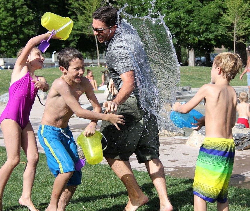 Water Fight, Children, Water, Play, Child, Summer, Fun