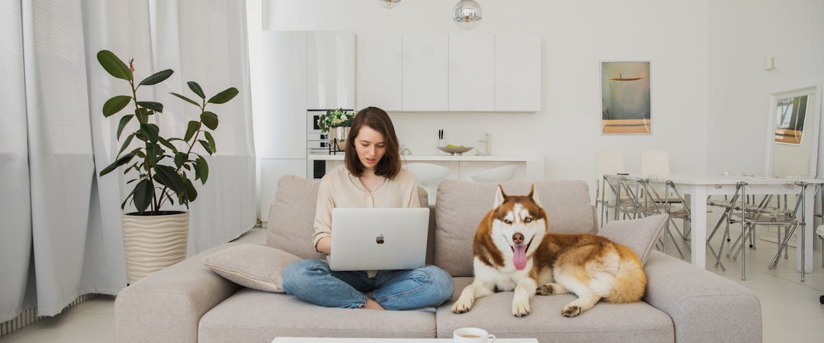 zena za kompjuterom pretrazuje kako opremiti mali stan