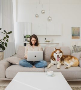 zena za kompjuterom pretrazuje kako opremiti mali stan